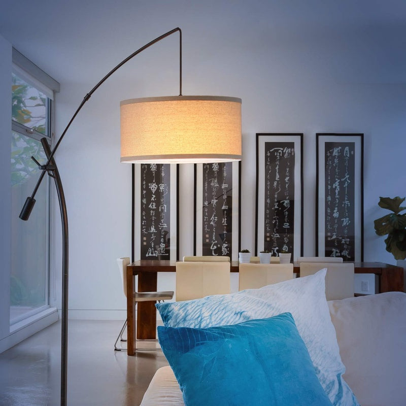 Grayson LED Arc Floor Lamp for Office Living Room, Adjustable Arm Lamp in Industrial Style for Bedroom Reading - Black