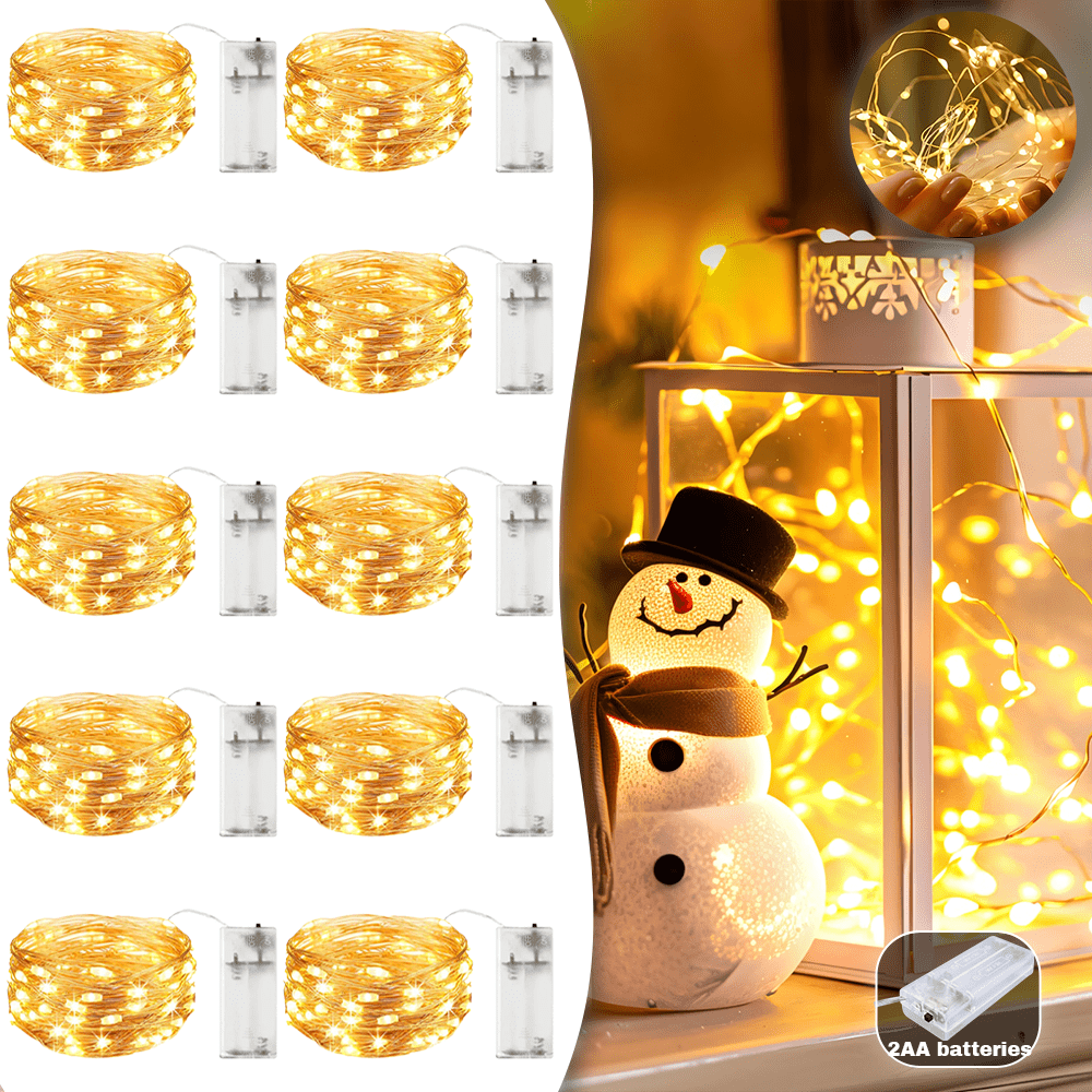 3m\u002F9.84ft 30 LED Warm White\u002FColor Fairy String Lights - Dimmable Flicker\u002FStrobe Effect, Suitable for Christmas Trees, Parties, Home, Bedroom, Trees and Holiday Decorations, Battery Powered (Batteries Not Included)