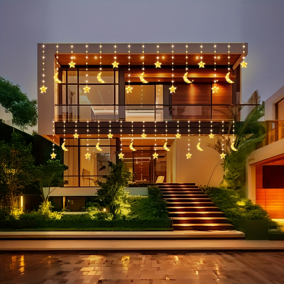 1pc, Moon And Star String Lights for Eid Al Fitr, Warm White LED Fairy Lights Powered by USB, 3\u002F9.84Ft with 98 Leds, Suitable for Decorating Bedrooms, Curtains, Parties, And Both Indoor And Outdoor Spaces (Batteries Not Included)