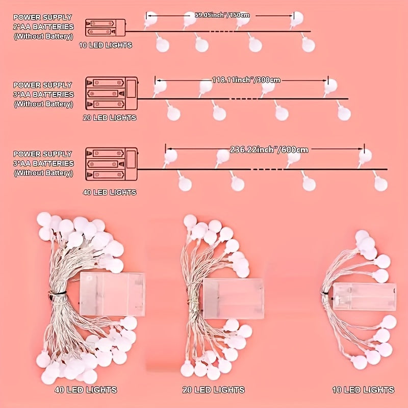 1pc LED Fairy Lights - Battery-Powered Colorful and White Christmas Decor, Suitable for Bedroom, Living Room, Trees, Fireplace Mantel | Winter Theme Decoration | Battery-Operated String Lights