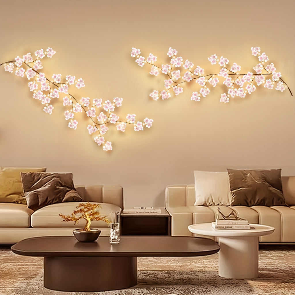 1pc, Fairy String Lights USB Powered 100LED LED Christmas Lights 8 Modes 1.8m\u002F5.91ft Artificial Cherry Blossom Magic Vine Lights for Indoor Outdoor Wedding Valentine's Day Halloween Garden Yard Bedroom Wall Decorations (Batteries Not Included)