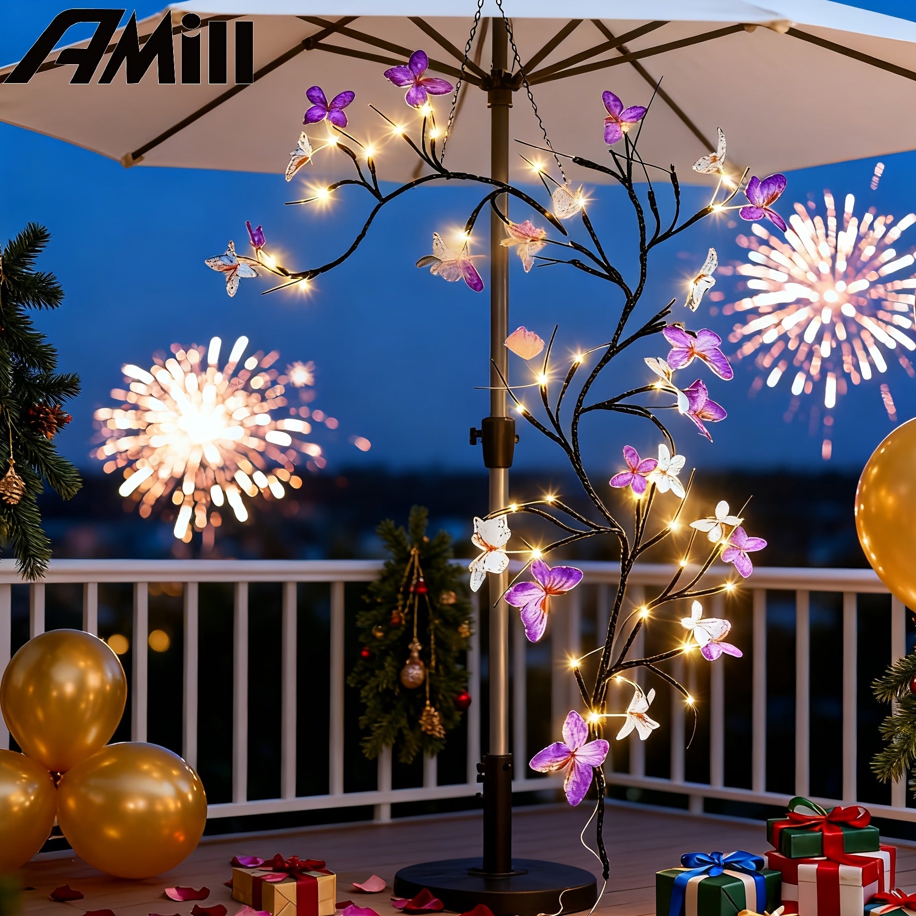 USB Powered Butterfly Tree Branch Light | 8 Modes, 39\u002F70 Inch Warm Light, Hanging Butterfly Decoration, Suitable for Bedrooms, Living Rooms, Walls, Ideal for Valentine'S Day, New Year, Ramadan, Wedding Atmosphere, Best Gift - AMILL