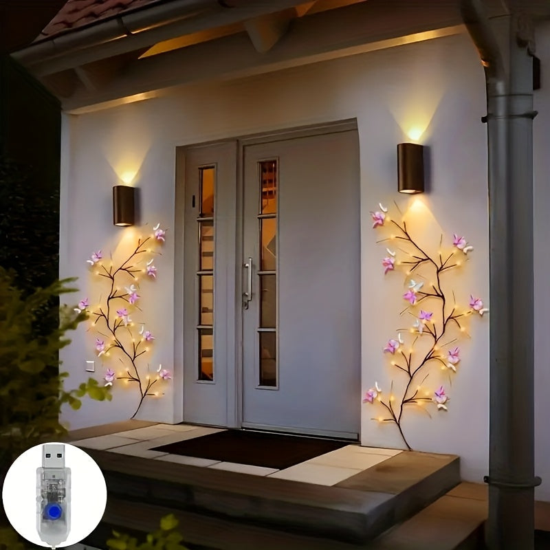 1pc LED Willow Leaf Elm Tree Light Strip Butterfly Flower - USB Powered Indoor Rope Light, 8 Modes, Flexible Magical Butterfly Decoration, Warm White, Perfect for Christmas Gifts And Festive Home Decor