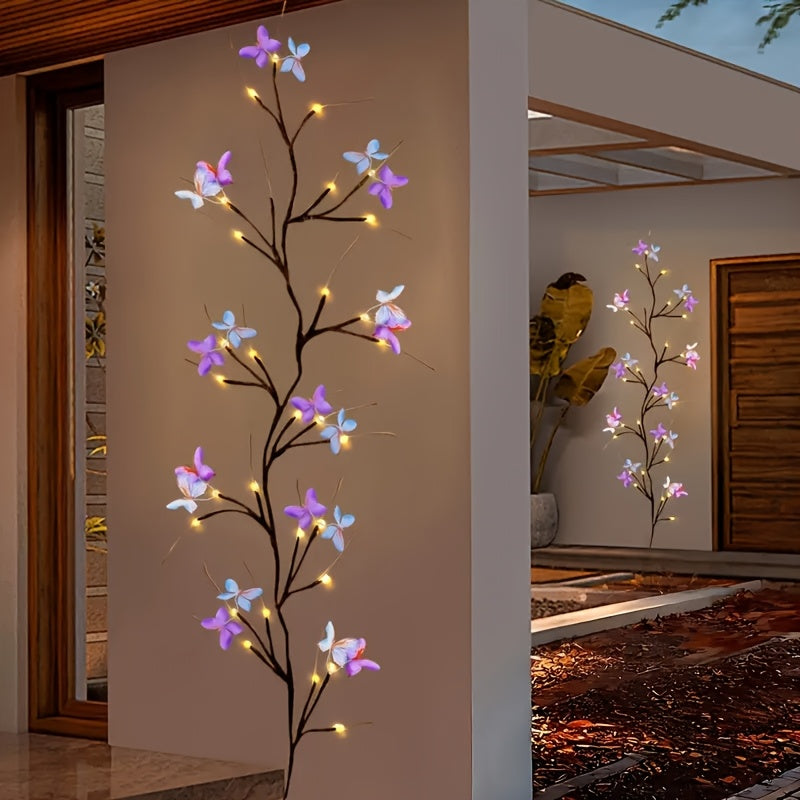 1pc LED Willow Leaf Elm Tree Light Strip Butterfly Flower - USB Powered Indoor Rope Light, 8 Modes, Flexible Magical Butterfly Decoration, Warm White, Perfect for Christmas Gifts And Festive Home Decor
