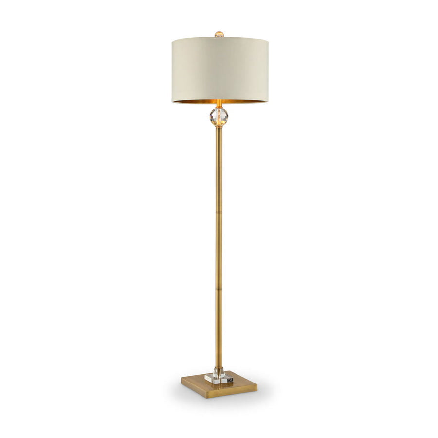 63.25-Inch Perspicio Solid Crystal Orb Golden Column Floor Lamp | Modern Style with Matte Metal End, Fabric Shade, Downlight Lighting, 120V Plug Powered