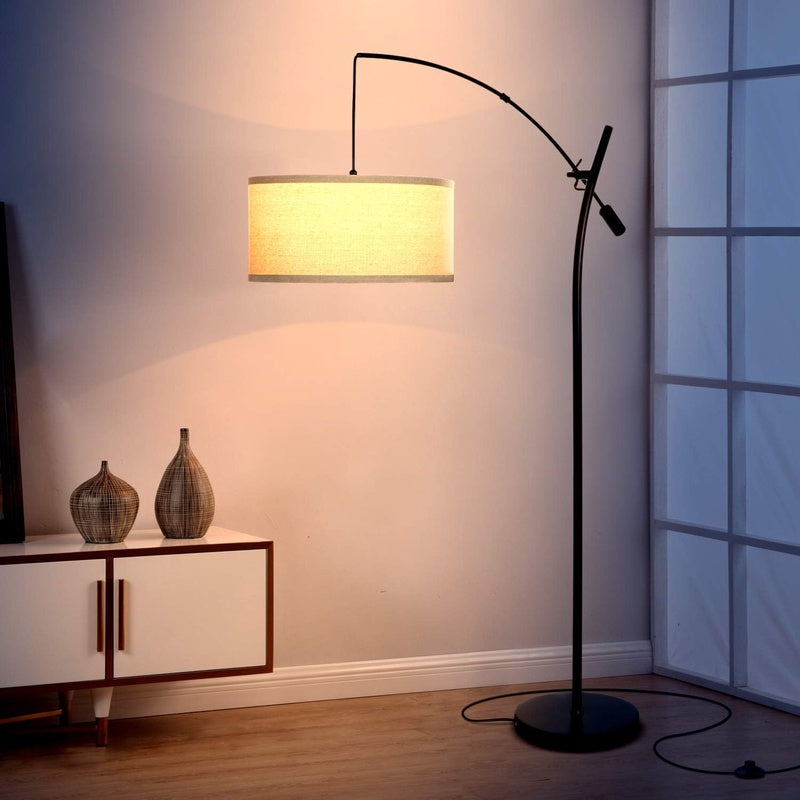 Grayson LED Arc Floor Lamp for Office Living Room, Adjustable Arm Lamp in Industrial Style for Bedroom Reading - Black