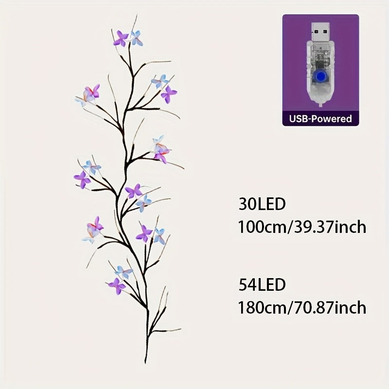 1pc LED Willow Leaf Elm Tree Light Strip Butterfly Flower - USB Powered Indoor Rope Light, 8 Modes, Flexible Magical Butterfly Decoration, Warm White, Perfect for Christmas Gifts And Festive Home Decor