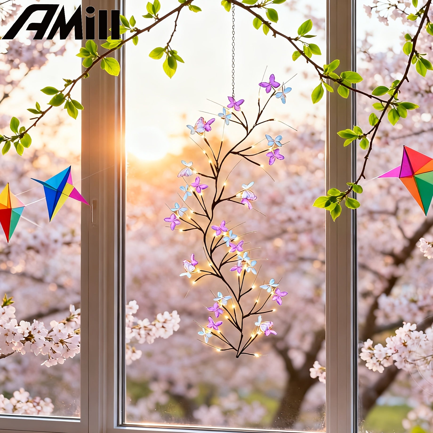 USB Powered Butterfly Tree Branch Light | 8 Modes, 39\u002F70 Inch Warm Light, Hanging Butterfly Decoration, Suitable for Bedrooms, Living Rooms, Walls, Ideal for Valentine'S Day, New Year, Ramadan, Wedding Atmosphere, Best Gift - AMILL