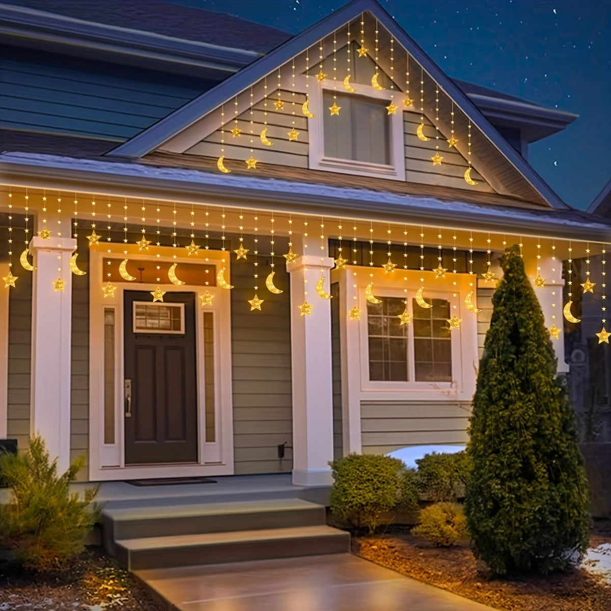 1pc, Moon And Star String Lights for Eid Al Fitr, Warm White LED Fairy Lights Powered by USB, 3\u002F9.84Ft with 98 Leds, Suitable for Decorating Bedrooms, Curtains, Parties, And Both Indoor And Outdoor Spaces (Batteries Not Included)