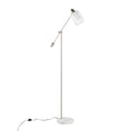Marcel Contemporary\u002F Glam Floor Lamp in White Marble and Nickel Metal with Clear and Frosted Glass Shade by LumiSource
