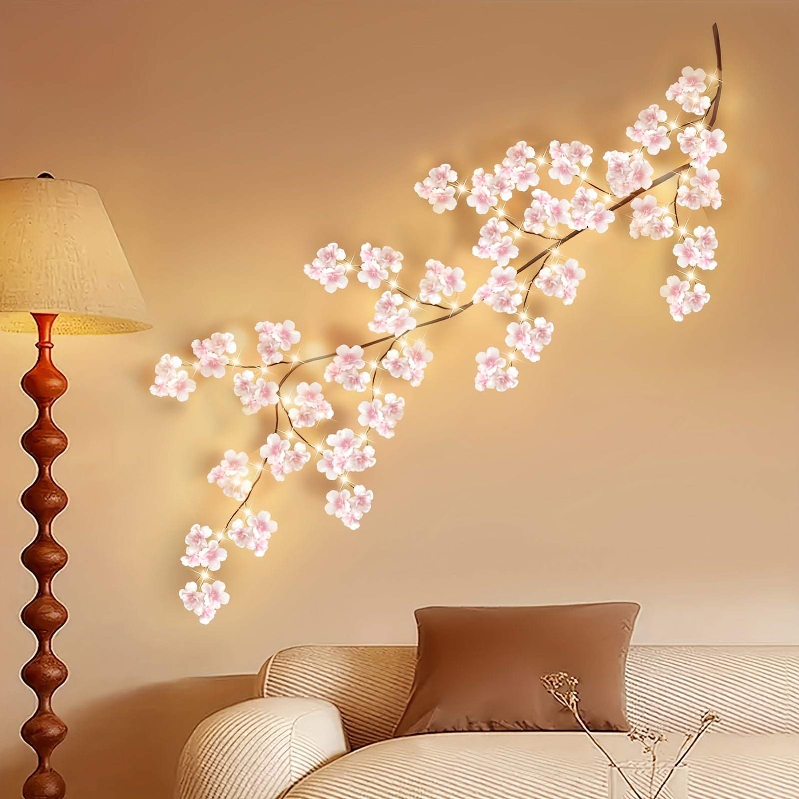 1pc, Fairy String Lights USB Powered 100LED LED Christmas Lights 8 Modes 1.8m\u002F5.91ft Artificial Cherry Blossom Magic Vine Lights for Indoor Outdoor Wedding Valentine's Day Halloween Garden Yard Bedroom Wall Decorations (Batteries Not Included)