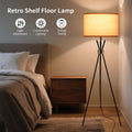 Tripod Lamps for Living Room, Mid Century Floor Lamp with Beige Drum Shade, Standing Lamps for Living Room, Bedroom, Office Bulb Not Included